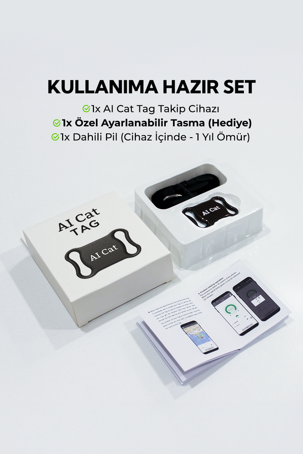 AI Cat Tag Akıllı Evcil Hayvan Takip Cihazı (Siyah) – Su/ Toz Geçirmez (iOS/Android),Airtag